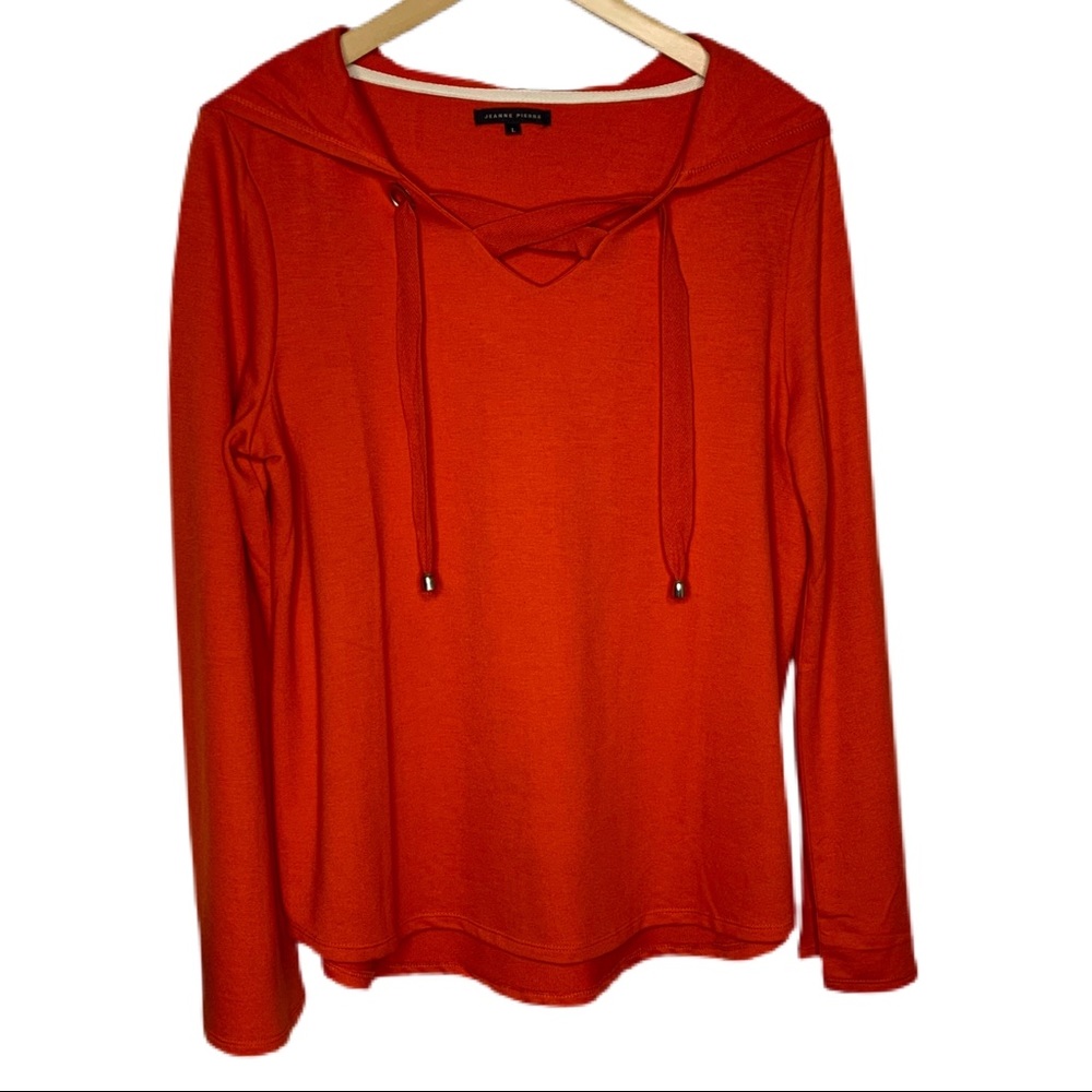 Jeanne Pierre Poppy Terry Cloth Twill Tie‎ Top